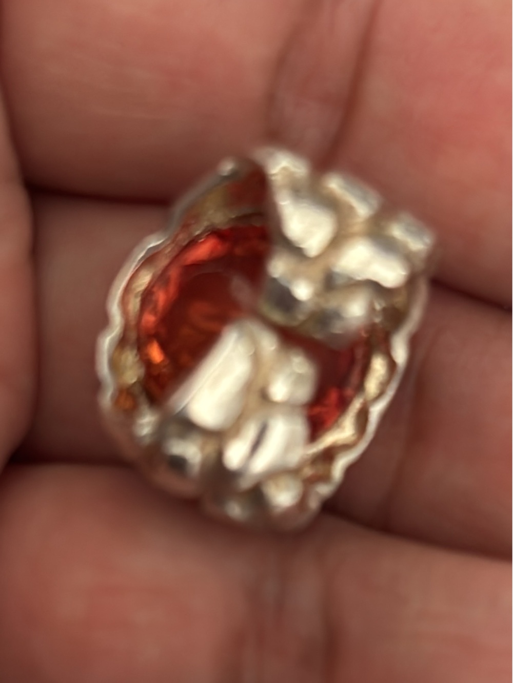 Orange Sapphire Sterling Silver Pendant ( Pendant only ) - Picture 5 of 8